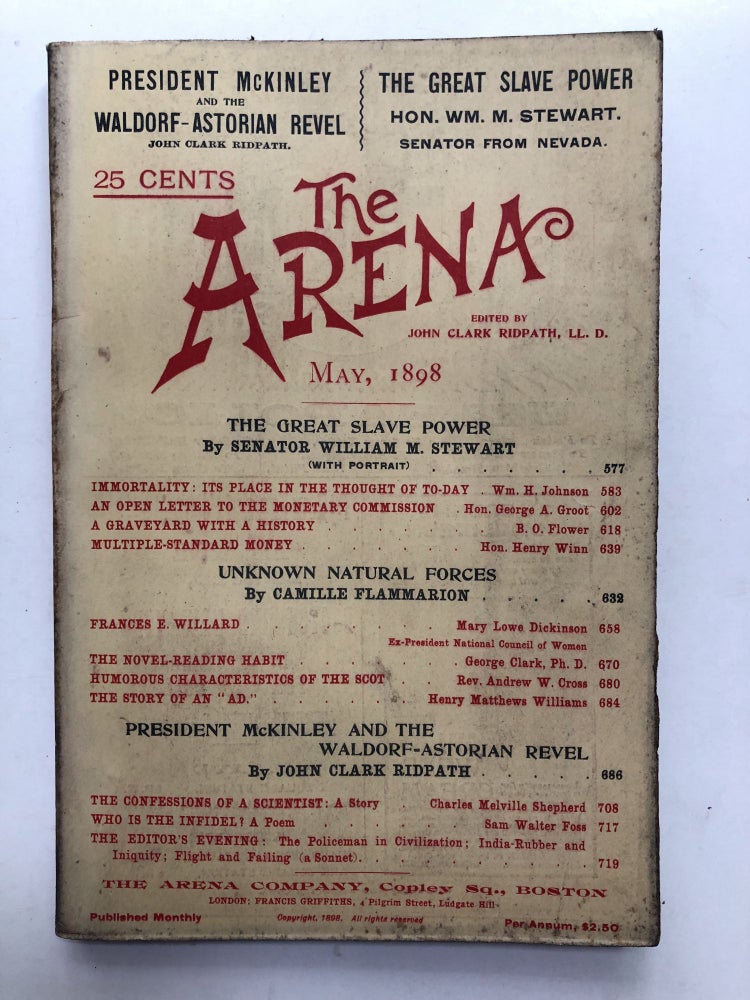 Item #H11990 The Arena, May 1898. John Clark Ridpath, B. O. Flower, ed. Camille Flammarion.