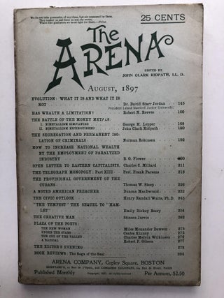 Item #H11999 The Arena, August 1897. John Clark Ridpath, David Starr Jordan, ed. B. O. Flower