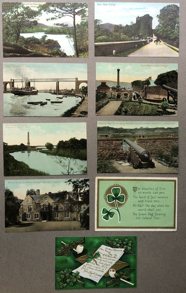 Item #H12089 9 Ca. 1910s postcards of Ireland: Killarney, Drogheda, Londonderry, Myrtle Grove at Youghal, St. Patrick's Day