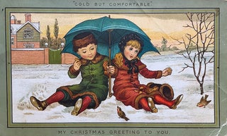 Item #H1214 Christmas Card: Cold But Comfortable. My Christmas Greeting to You. Boy and Girl...