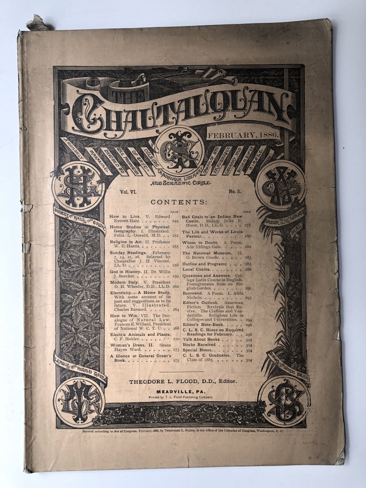 Item #H12223 The Chautauquan, February 1886. Theodore L. Flood, Frances E. Willard, ed. Edward Everett Hale.