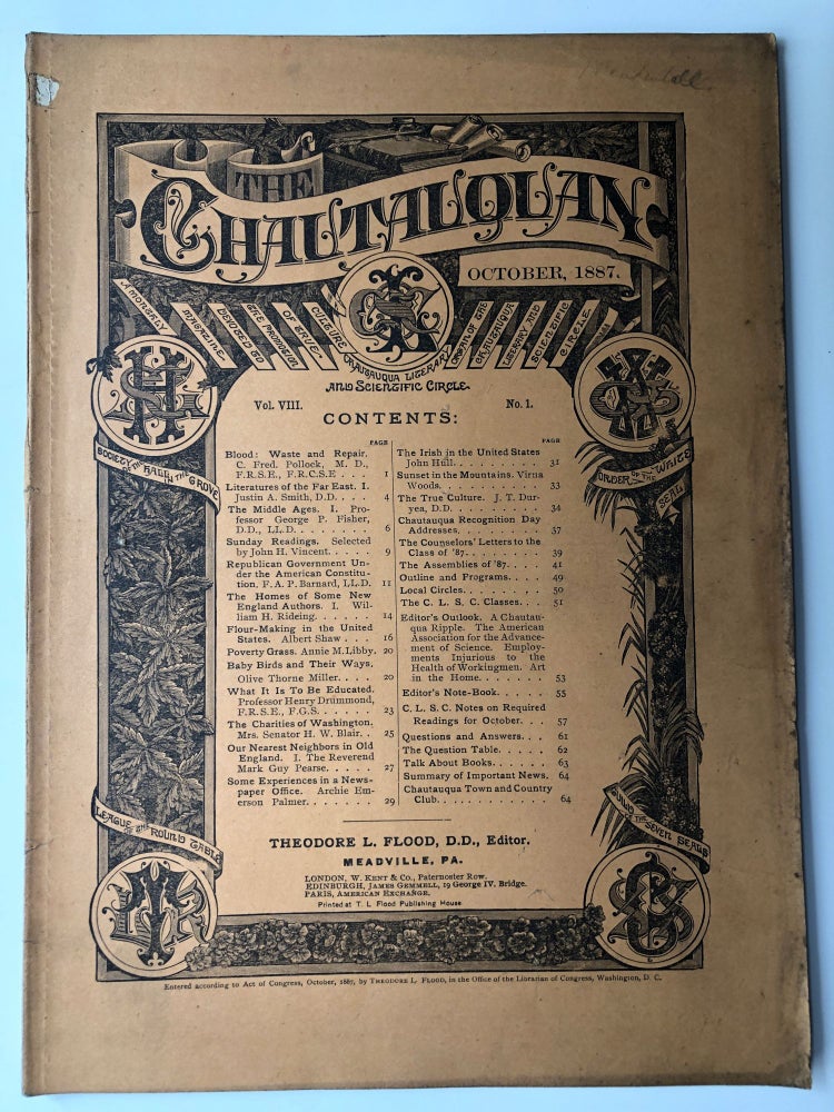 Item #H12234 The Chautauquan, October 1887. Theodore L. Flood, John Hull, Albert Shaw, ed. J. H. Vincent.