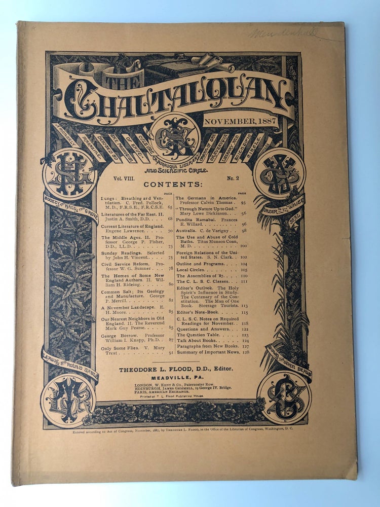 Item #H12235 The Chautauquan, November 1887. Theodore L. Flood, Mary Lowe Dickinson, ed. J. H. Vincent.