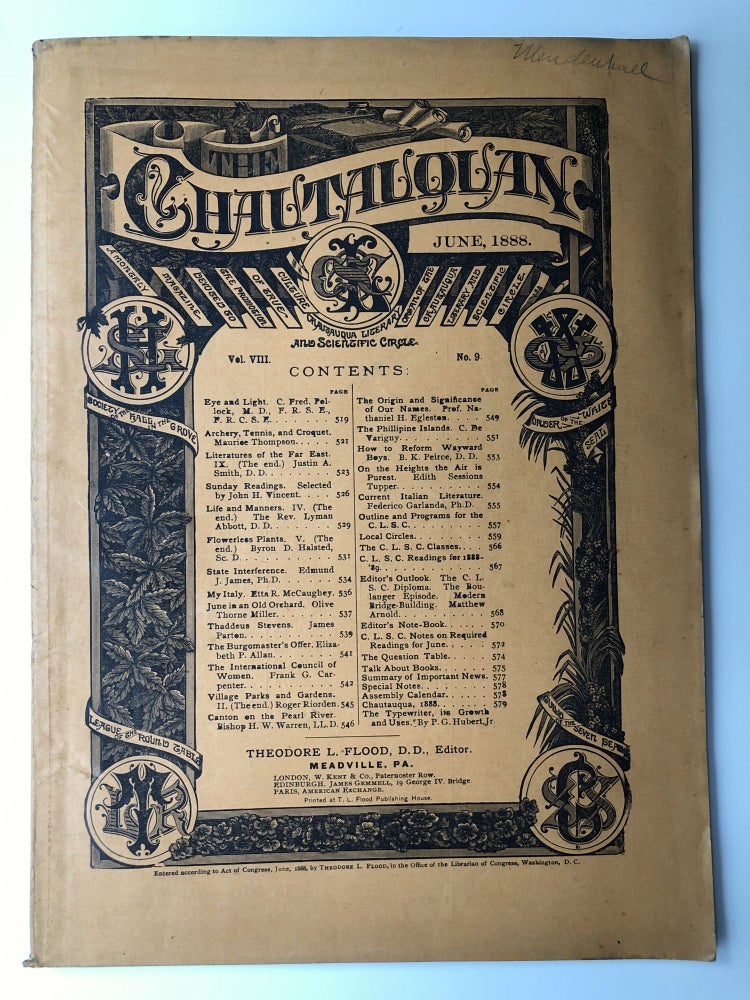 Item #H12242 The Chautauquan, June 1888. Theodore L. Flood, John H. Vincent, ed. Lyman Abbott.