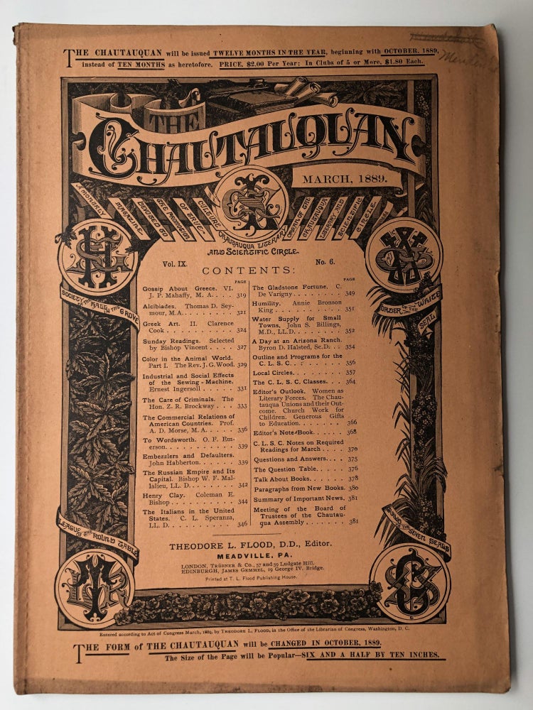 Item #H12249 The Chautauquan, March 1889. Theodore L. Flood, John Habberton, ed. Ernest Ingersoll.