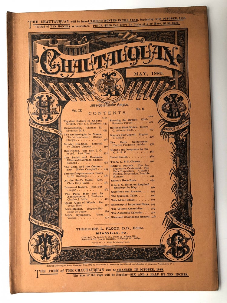 Item #H12251 The Chautauquan, May 1889. Theodore L. Flood, Rebecca Hart, Helen Campbell, Russell Sturgis, ed. John Burroughs.