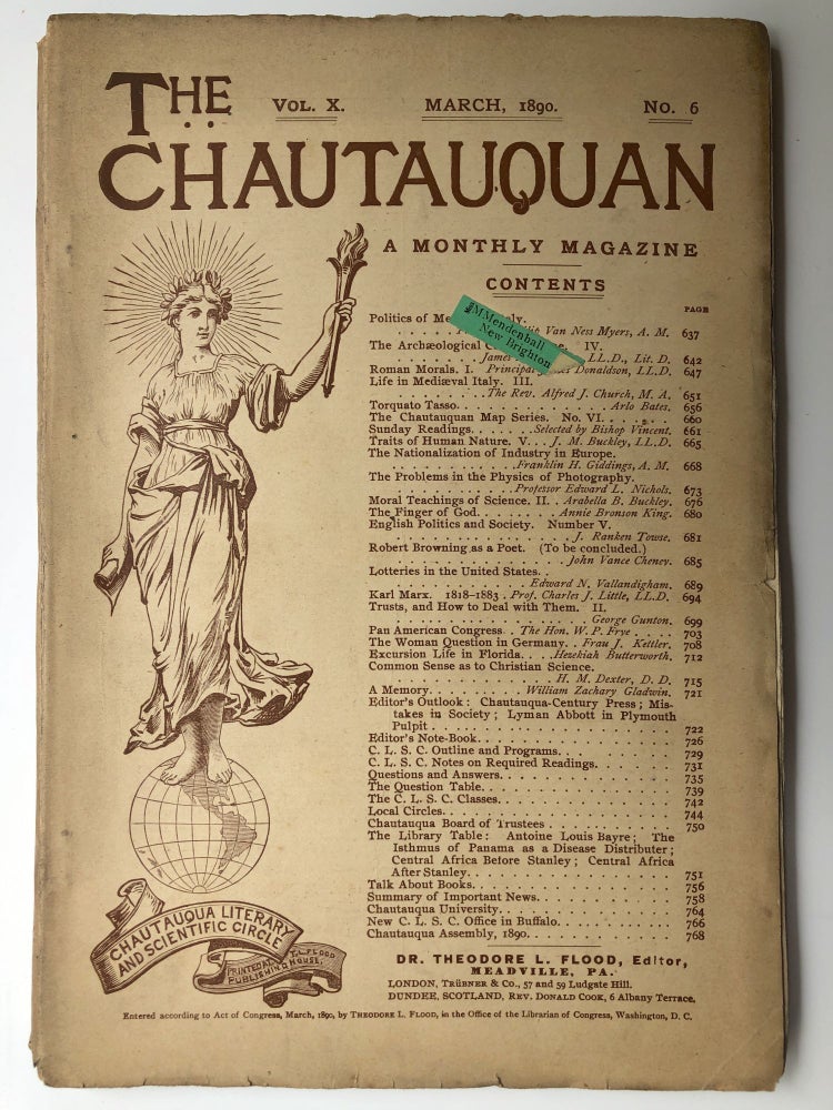 Item #H12259 The Chautauquan, March 1890. Theodore L. Flood, Hezekiah Butterworth, ed. Charles J. Little.