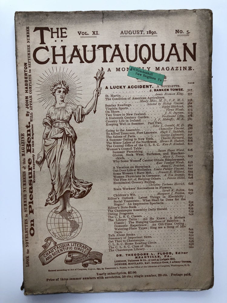 Item #H12264 The Chautauquan, August 1890. Theodore L. Flood, J. Ranken Towse, Frances E. Willard, ed. Susan Hayes Ward.