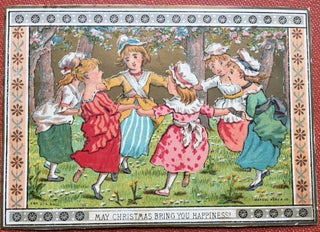 Item #H1238 Christmas Card from her Medieval Children Series: Six girls dance in a circle in a...