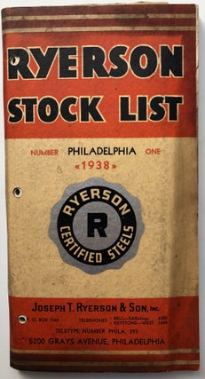 Item #H12406 Ryerson Stock List, Number One, 1938: steel products - beams, plates, bars, alloys,...