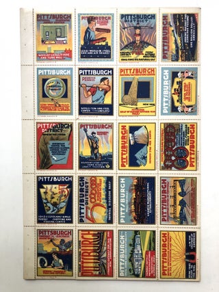 Item #H12731 Sheet of 20 color pictorial promotional "stamps" for Pittsburgh, ca. 1930