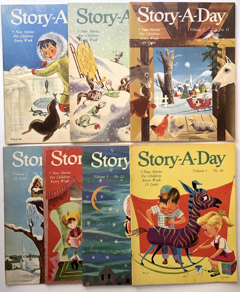 Item #H12839 Story-a-Day magazine, Vol. 1 no. 11 (1953), 12, 13, 14, 15, 18, and 22 (1954). Jean Merrill, Leonard Weisgard.
