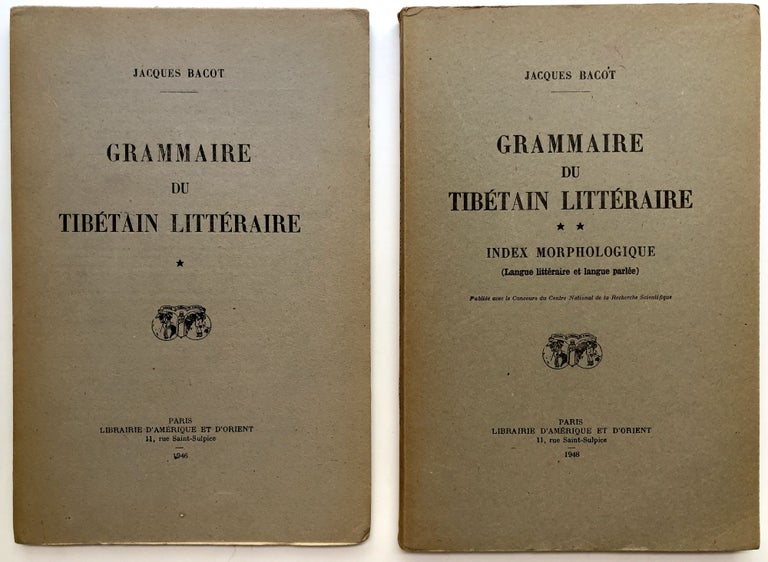 Item #H12950 Grammaire Du Tibetain Litteraire, I & II -- Index Morphologique. Jacques Bacot.