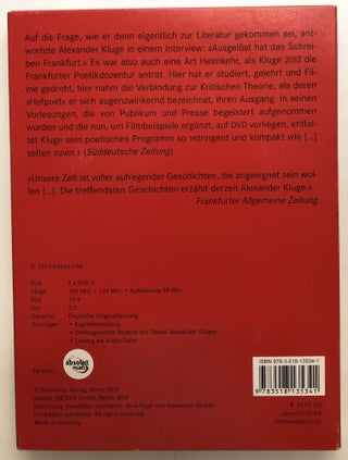 Theorie der Erzählung. Frankfurter Poetikvorlesungen (book and DVDs)