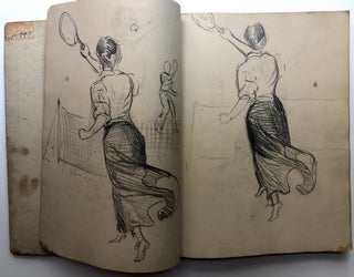 Original sketchbook of a young girl including many in the Gibson Girl mode, plus many other drawings and studies