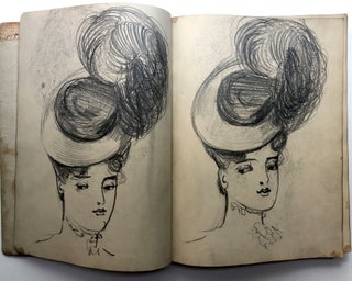Original sketchbook of a young girl including many in the Gibson Girl mode, plus many other drawings and studies