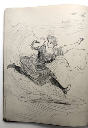Original sketchbook of a young girl including many in the Gibson Girl mode, plus many other drawings and studies