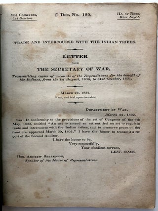 Letter from the Secretary of War, transmitting copies of accounts of the expenditures for the benefit of the Indians, from the 1st of August 1830 to 31st October, 1831