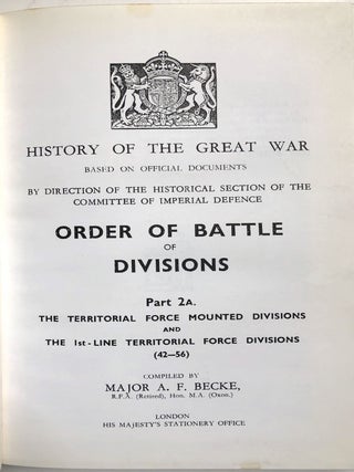 History of the Great War based on documents; Order of Battle of Divisions, Part 2A. The Territorial Force Mounted Divisions and the 1st Line Territorial Force Divisions (42-56)