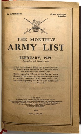 The Monthly Army List, February 1939