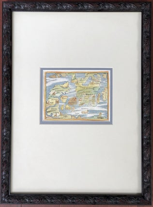Item #H14131 Ca. 1550 "De la Situation de Danemarch" framed colored map of Denmark from the...