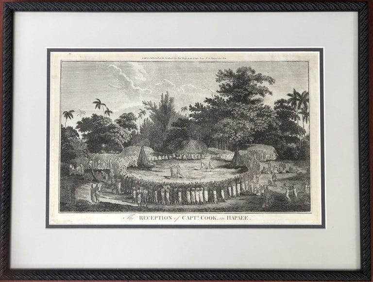 Item #H14133 "The Receipt of Capt-n. Cook, in Hapaee" (1784 framed print - Tonga). John Webber, James Cook.