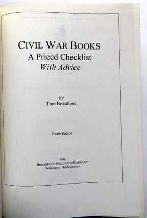 Civil War Books, a Priced Checklist with advice; Fourth Edition