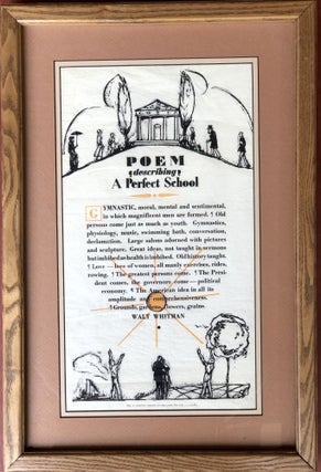 Item #H14386 Poem Describing a Perfect School - framed broadside poem, 1923, 100 copies printed....