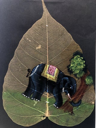 10 vintage Indian examples of dried peepal leaf painting, including an elephant!