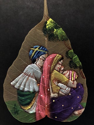 10 vintage Indian examples of dried peepal leaf painting, including an elephant!