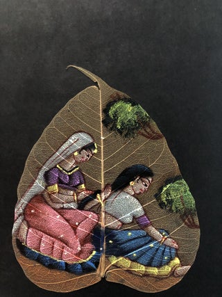 10 vintage Indian examples of dried peepal leaf painting, including an elephant!