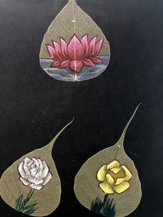 10 vintage Indian examples of dried peepal leaf painting, including an elephant!