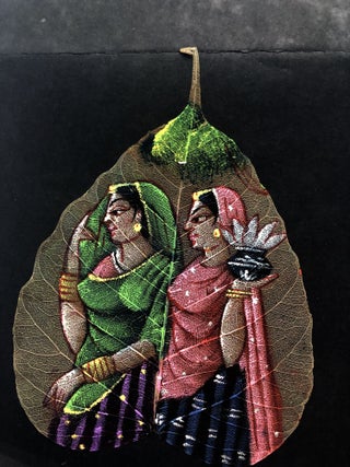 10 vintage Indian examples of dried peepal leaf painting, including an elephant!