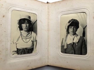 Leatherbound album of ca. 1960s "Victorian" style carte-de-visite photos of Patricia Tierney's friends gifted to her
