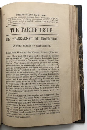Bound volume of 1865-1901 pamphlets & tracts on TARIFFS, protection, free trade and its effect on American railroads, industries and manufacturers