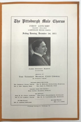 Program for The Pittsburgh Male Chorus concert at Carnegie Music Hall, Friday December 1st, 1911