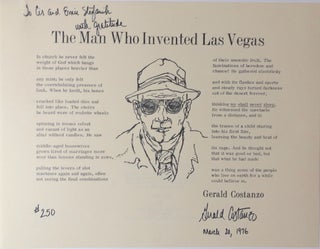 Item #H15035 "The Man Who Invented Las Vegas" broadside poem signed & limited - inscribed to...