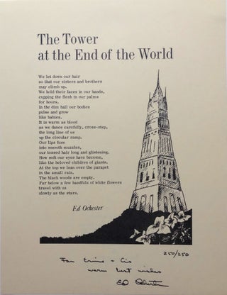 Item #H15037 "The Tower at the End of the World" broadside poem signed & limited - inscribed to...