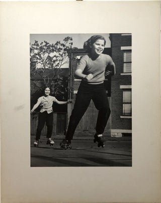 Item #H15045 Original 13.5 x 10" Ca. 1960s silver gelatin print of two girls roller skating,...