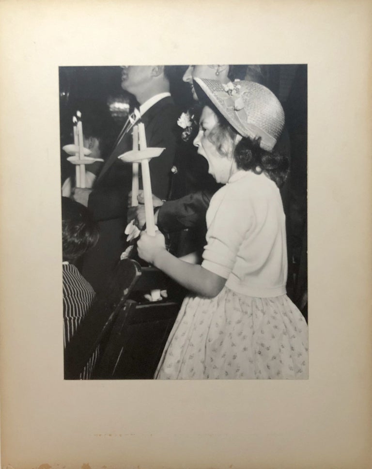 Item #H15049 Original 13.25 x 10.5" 1955 silver gelatin photograph, MIdnight Easter ceremony, Greek Church - Pittsburgh. John L. Alexandrowicz.