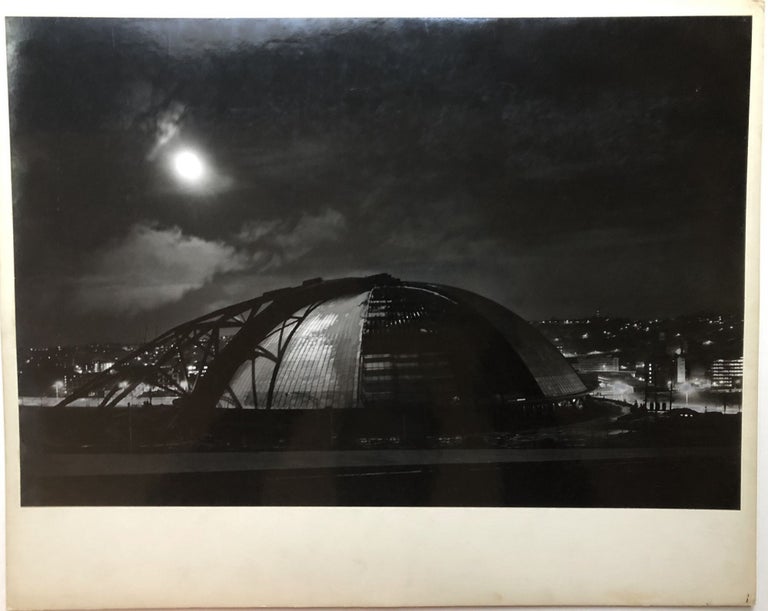 Item #H15063 Original 19 x 13" gelatin silver photo, "Moonlight" -- construction of the Civic Arena in Pittsburgh, 1961. John L. Alexandrowicz.