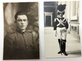 10 military postcards, mainly Real Photo, WWI & before, European & American, battalions, officers: R. A. M. C. (New Army) Record Office Staff; Polish officer; Sitting young officer, note in Slavic (we think), RPPC of an officer, Sarajevo; Officer in full military regalia, Rome; Portrait of an Italian officer, signed on the back Frederici Defrancesco; Battalion outside on a hill (Czech), 1913 RPPC of a German gunnery battalion