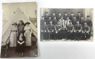 10 military postcards, mainly Real Photo, WWI & before, European & American: Photo from Pittsburgh of officer on horse with trumpet; 2 Vatican guards; 1909 RPPC 55th Reg. Colors, Chariton IA at Camp Lincoln; Side of a roof of 35th US Engineers; RPPC of officer & 3 ladies outside a tent; RPPC of an officer in Prague; RPPC of unidentified officer with handsome cleft chin; officer on horse Stockholm 1910; RPPC of a battalion from Stuttgart; RPPC of unidentified French general
