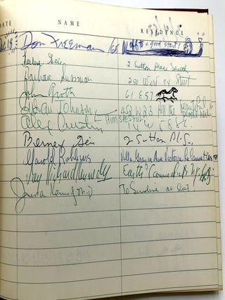 Guest book for two parties, 1982, signed by a number of NY literary people