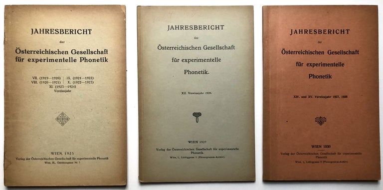 Item #H15227 Jahresbericht der Österreichischen Gesellschaft für Experimentelle Phonetik, 3 volumes: VII-XI (1919-1914) Vereinsjahr; XII (1925); XIV & XV (1927, 1928)