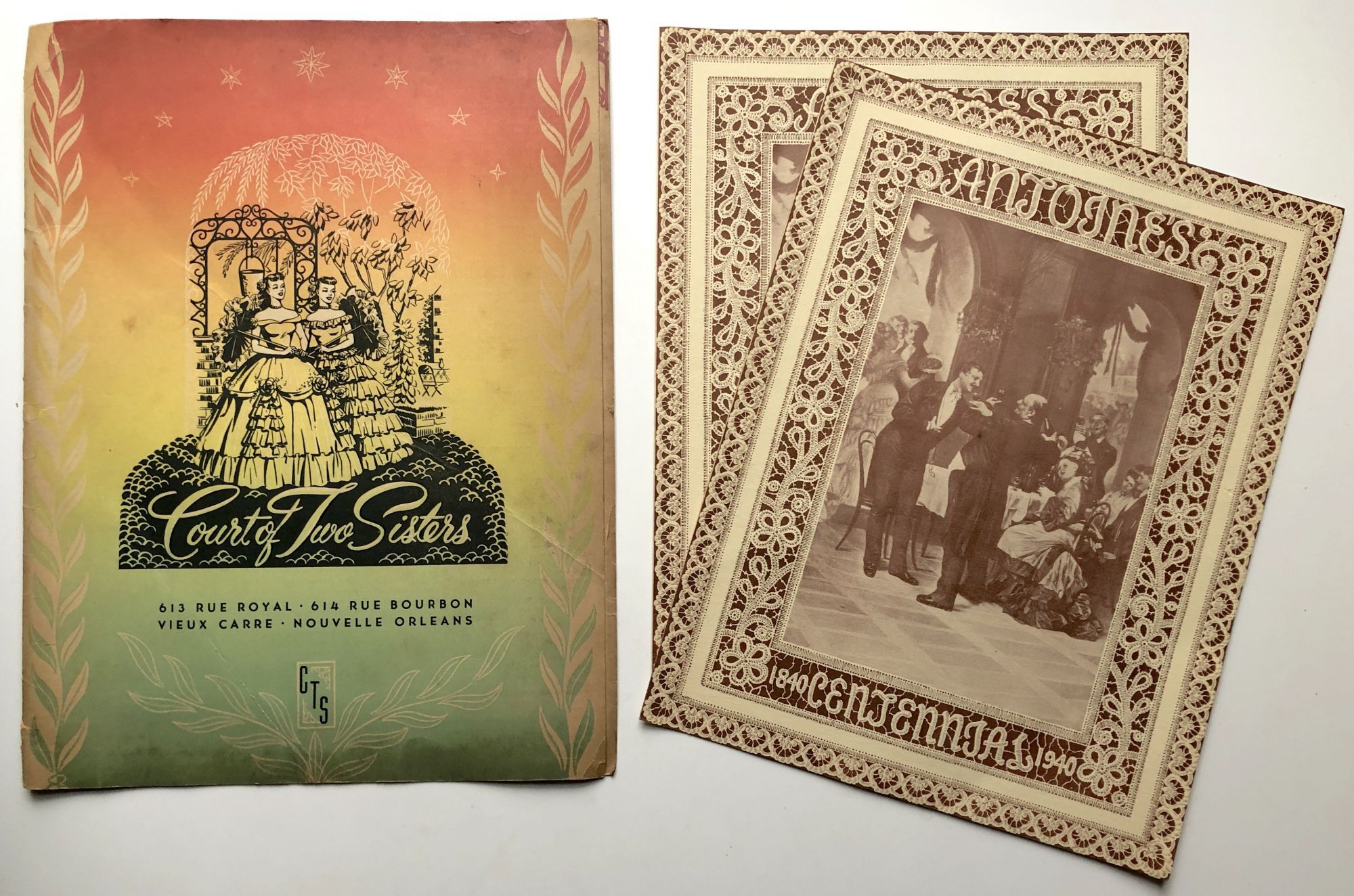 1940 menus for two New Orleans restaurants: Antoine's 1840-1940