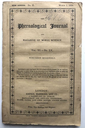 Item #H15292 The Phrenological Journal and Magazine of Moral Science, Vopl. XI, no. LV, March 1,...