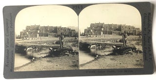 6 stereoviews of Native Americans ca. 1890s-1900s: Indian Pueblo in New Mexico; Indian Squaw Making Pottery in Oraibi AZ; Indian Village on a Government Reservation in Glacier National Park; Old Navajo Indian Woman Making Rug on a Primitive Loom; Indian Woman Making Bread, New Mexico; Sioux Indians and Ponies, Colorado