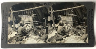 6 stereoviews of Native Americans ca. 1890s-1900s: Indian Pueblo in New Mexico; Indian Squaw Making Pottery in Oraibi AZ; Indian Village on a Government Reservation in Glacier National Park; Old Navajo Indian Woman Making Rug on a Primitive Loom; Indian Woman Making Bread, New Mexico; Sioux Indians and Ponies, Colorado