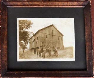 Item #H15370 Ca. 1900s framed 9 x 6.5" photo of western Pennsylvania barn